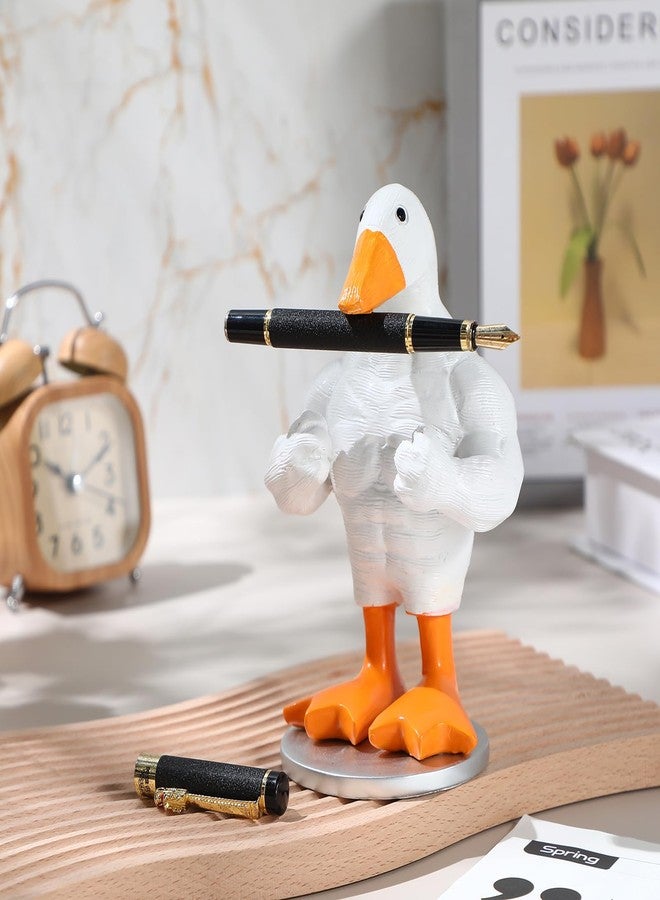Novabright Funny Muscular Duck Statue with Base - Magnetic Home Decor, Handmade Cute Duck Sculpture for Office Desk, Entryway Table & Living Room, Novelty Figurine Gift for Gym Lovers - Image 5